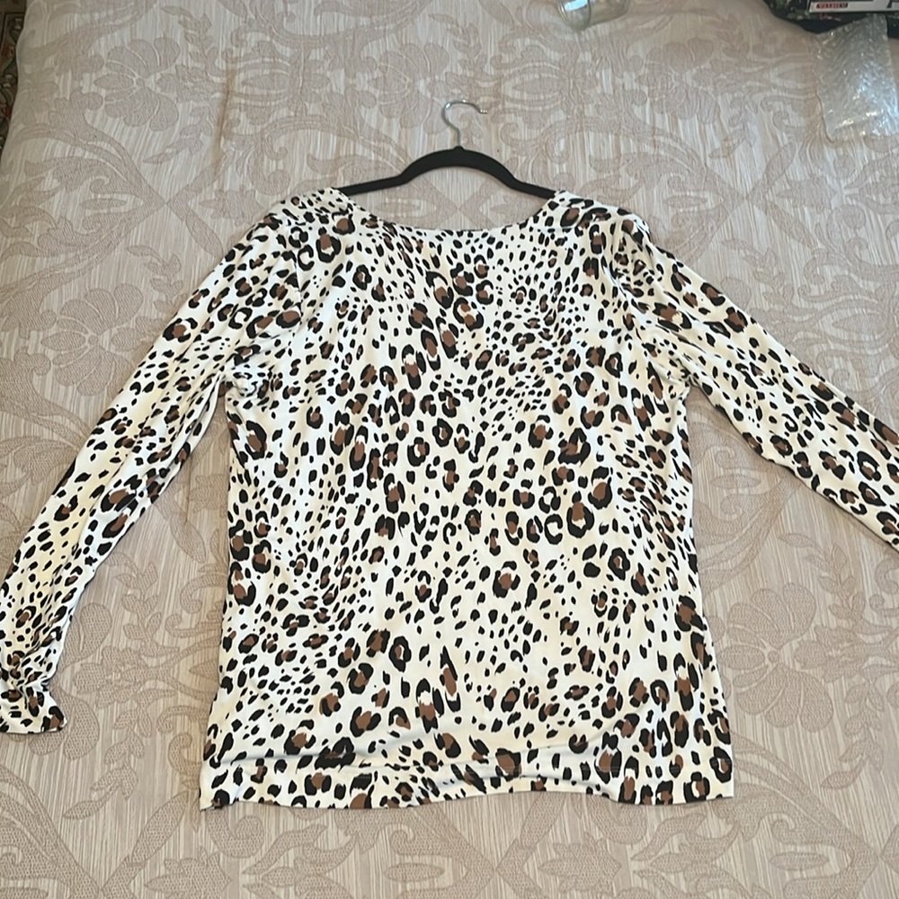 Chicos Animal Print Machine Washable Blouse Long Sleeve Tunic